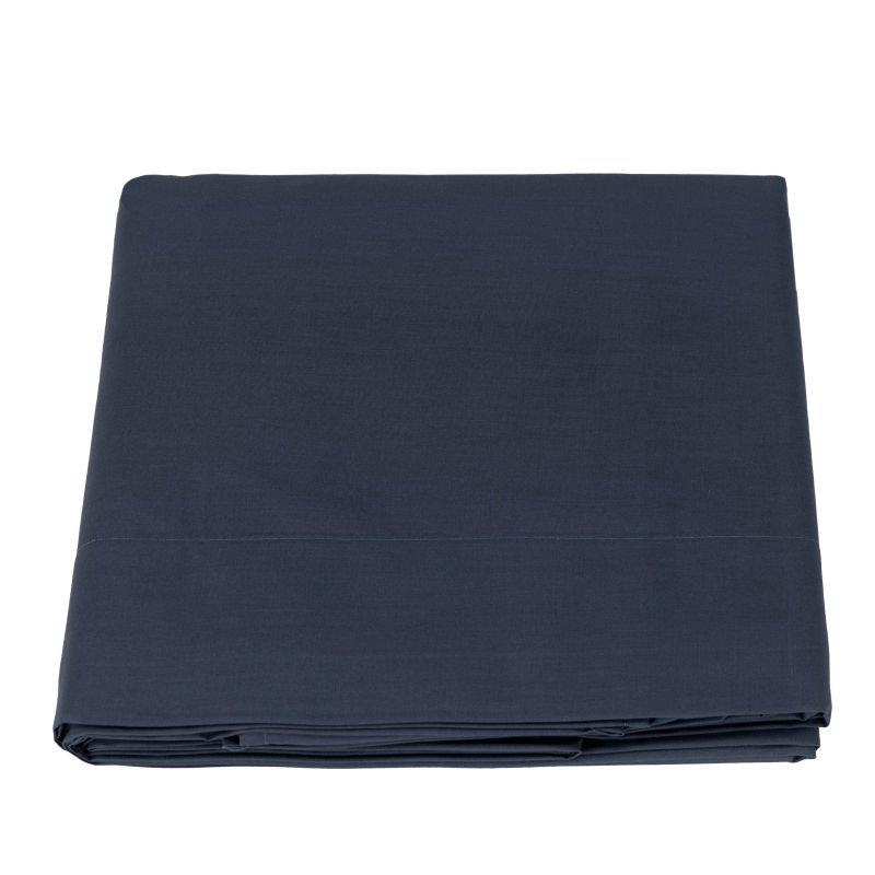 Lenzuolo superiore Arianna di Fazzini. Lenzuolo di sopra matrimoniale tinta unita in percalle di puro cotone. Colore blu