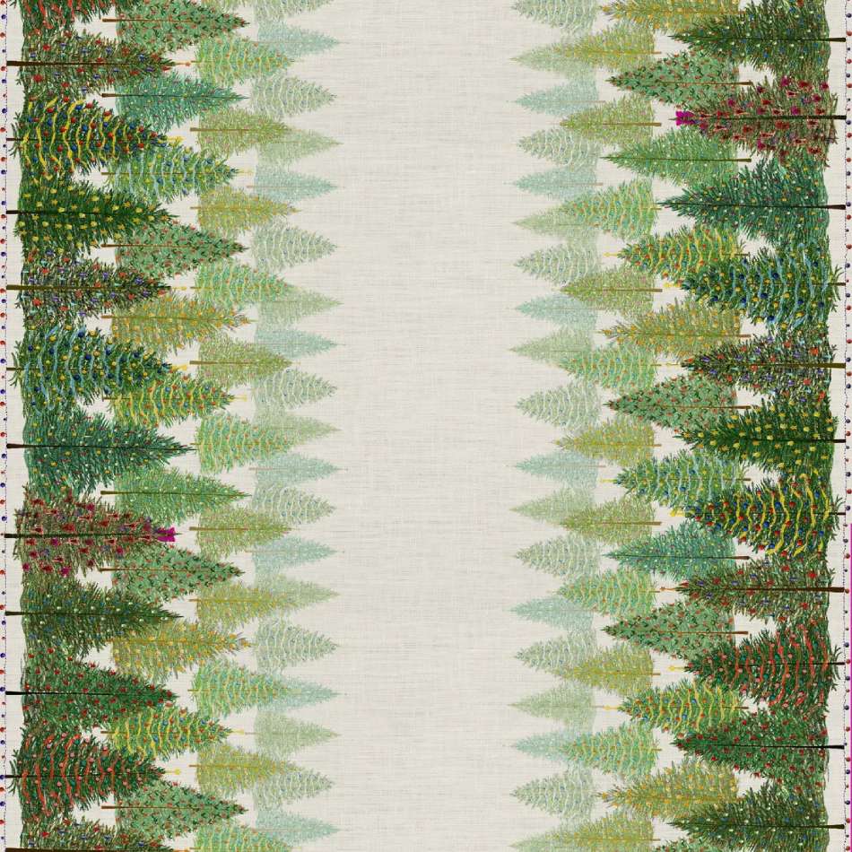 Tovaglia natalizia Fairy Trees in lino di Tessitura Toscana Telerie. Fantasia alberi di Natale.