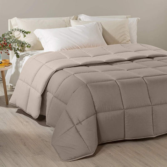 Trapunta invernale Caleffi Tinta Unita Double in microfibra. Piumone double face colore tortora nocciola