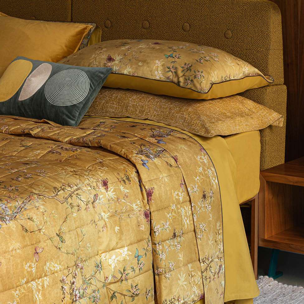 Yuvancrafts Trapunta Kantha Fatta A Mano In Cotone - Copriletto Singolo Giallo Con Ricamo Tradizionale Indiano - 200x150 Cm