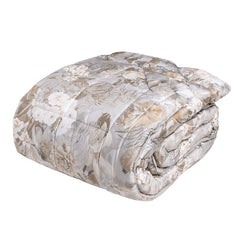 Trapunta Invernale matrimoniale Fazzini Protea. Fantasia a fiori su fondo grigio betulla. Piumone in raso di cotone