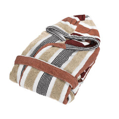 accappatoio gradazioni fazzini in cotone fantasia a righe burgundy sandalo beige