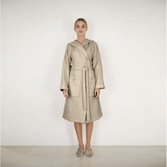 accappatoio con cappuccio fazzini nettare in cotone nido d'ape corda beige