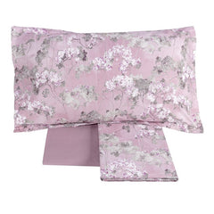 Completo lenzuola matrimoniale Fazzini Boboli in flanella di puro cotone. Fantasia floreale colore rosa.