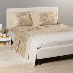 lenzuola caleffi atlas in flanella di cotone fantasia a righe ambra beige matrimoniale