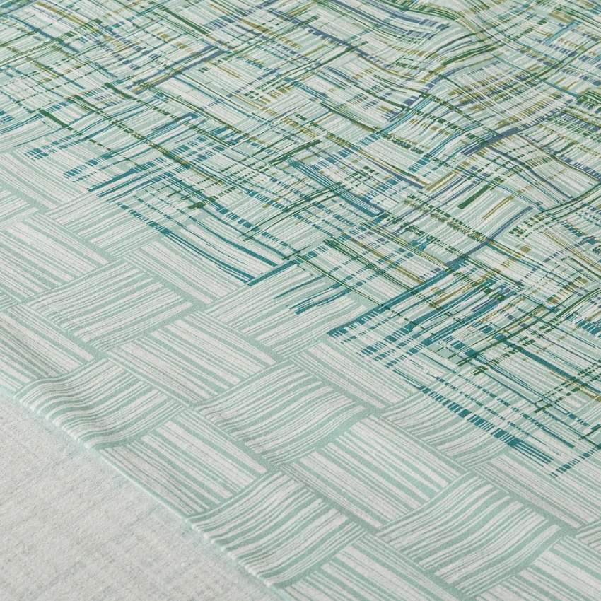 lenzuola caleffi atlas in flanella di cotone fantasia a righe anice verde azzurro