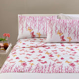 Completo lenzuola Caleffi Kimberly in puro cotone, per letto a una piazza. Set lenzuola in fantasia con farfalle rosa e gialle e fiori, ideale per bambine e ragazze