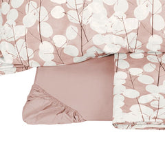 Completo lenzuola matrimoniale Fazzini Lunaria. Fantasia floreale moderna, con fiori chiari su fondo rosa