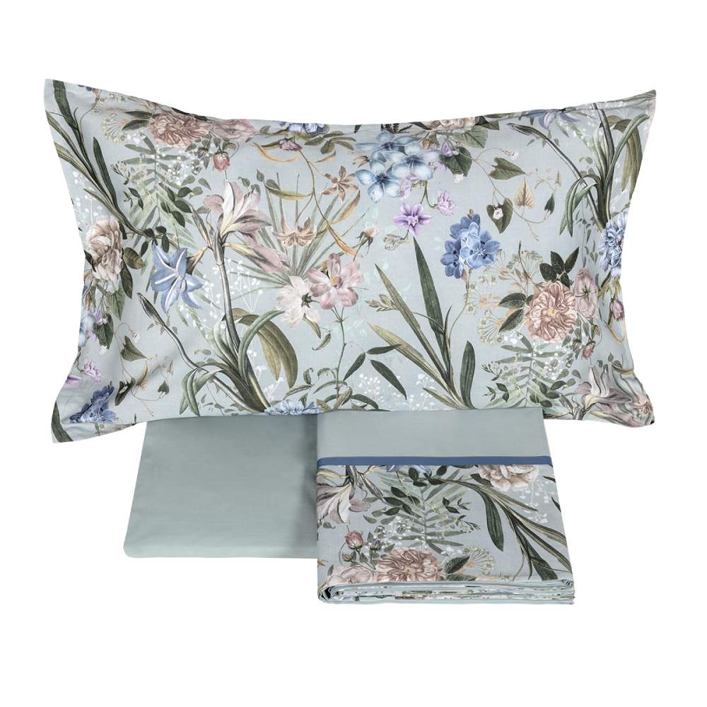 completo lenzuola fazzini vanitas fantasia floreale colore azzurro