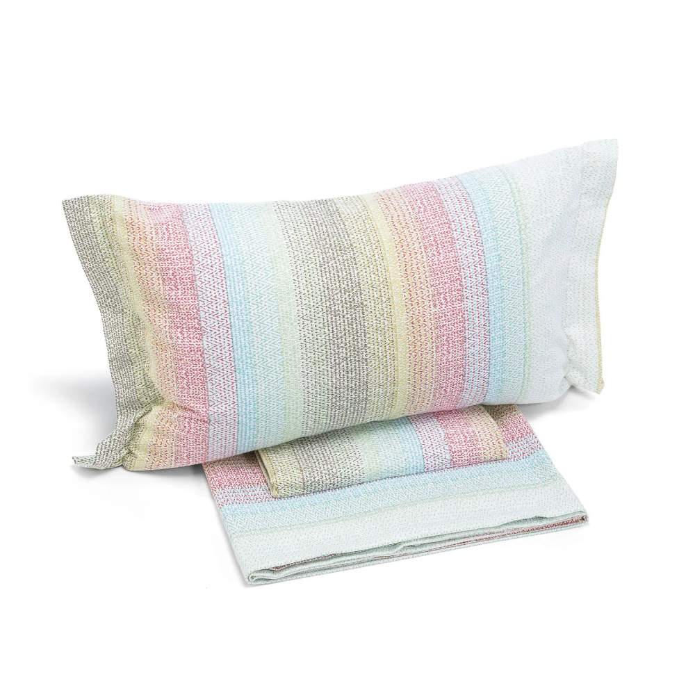 Completo lenzuola matrimoniale Caleffi Bolero, in flanella di puro cotone. Fantasia multicolore. Per letto singolo,