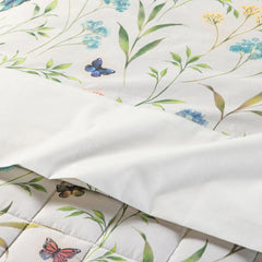 lenzuolo matrimoniale Caleffi Armonie fantasia fiori e farfalle fondo avorio