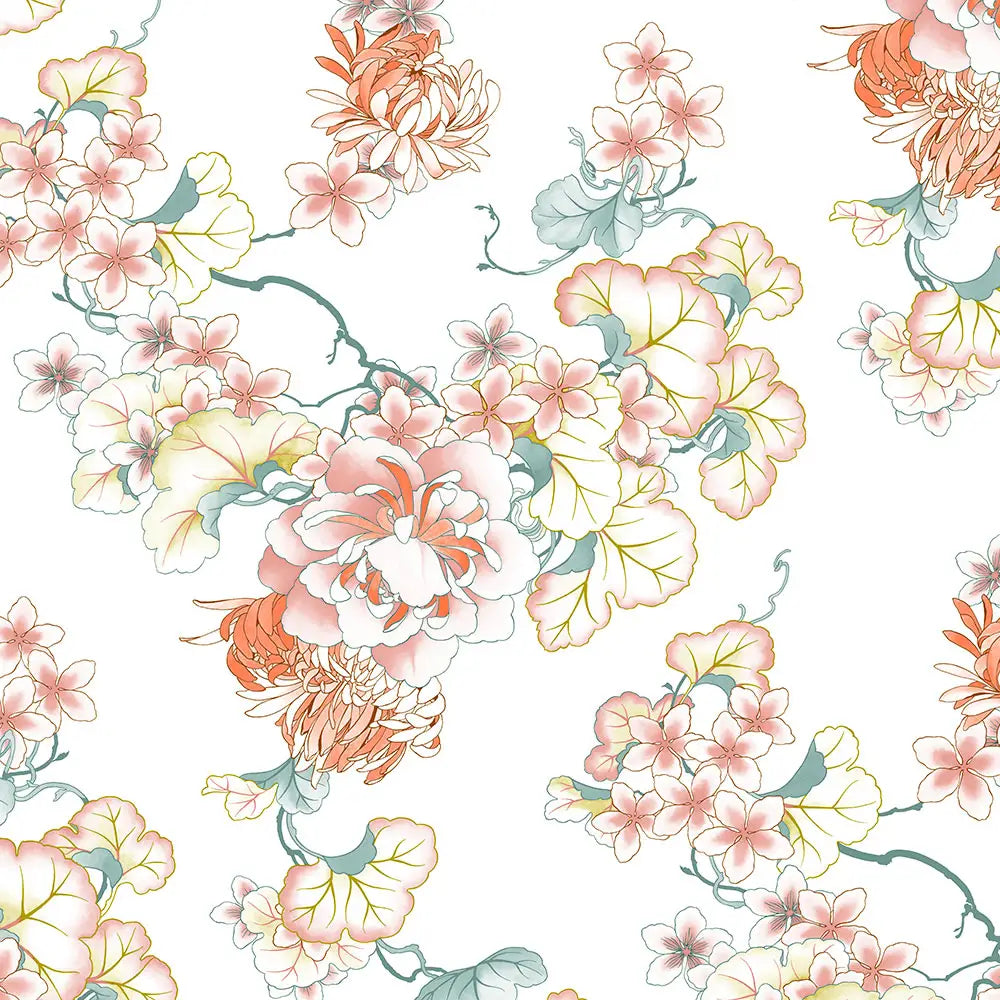completo lenzuola Sanremo gabel matrimoniale. fantasia fiori arancio sorbetto.