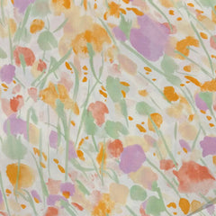 Lenzuolo copriletto matrimoniale Lola di Somma, in percalle di cotone. Fantasia con fiori stile acquerello. Colore pompelmo, giallo arancio