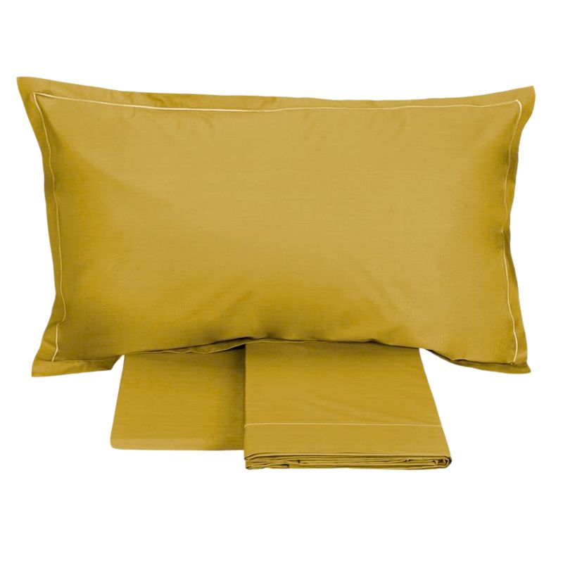 completo lenzuola Teseo Fazzini tinta unita giallo ocra, per letto singolo