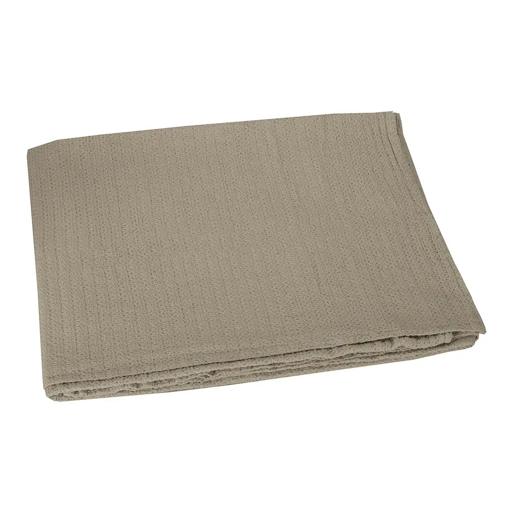 Copriletto Estivo matrimoniale Gabel riflesso. Morbida coperta in cotone tinta unita corda tortora, effetto nido d'ape.