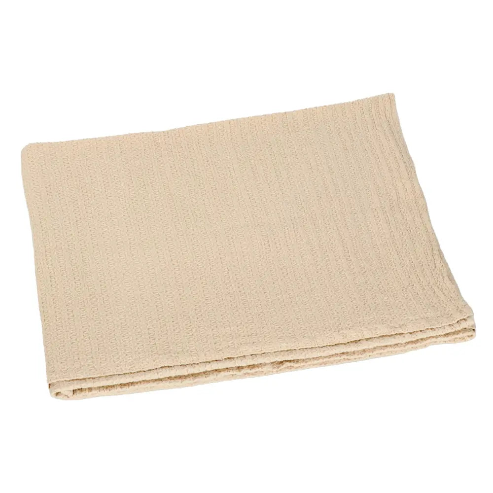 Copriletto Estivo matrimoniale Gabel riflesso. Morbida coperta in cotone tinta unita beige panna, effetto nido d'ape.