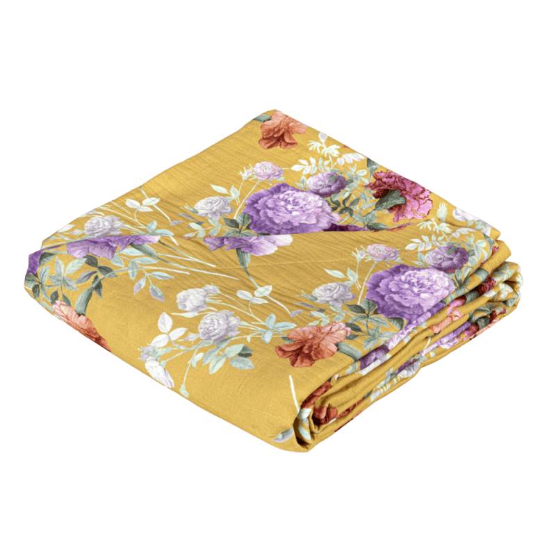 Il copriletto Summer è la nuova coperta estiva di Fazzini, in piquet di puro cotone. La fantasia del copriletto Summer ritrae una distesa lussureggiante di garofani. Il disegno romantico e vivido dei fiori decora la faccia superiore della coperta. Colore giallo ocra. Piquet di puro cotone stampato in digitale ad alta risoluzione. Rifinito a mano con angoli sagomati.