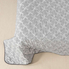 trapuntino texture caleffi matrimoniale grigio, fantasia geometrica su raso jacquard