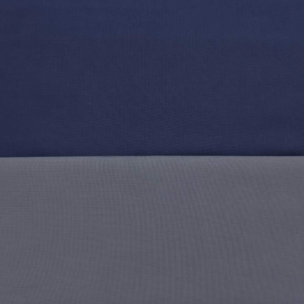 Parure copripiumino tinta unita double face in cotone. Colore blu e avio.