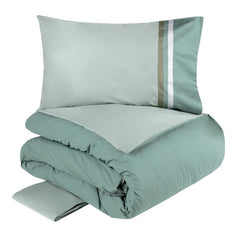 Copripiumino matrimoniale Fazzini Kubric, in raso cotone 300 TC. Tinta unita double face, colore verde acqua petrolio