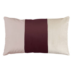 Cuscino arredo Fazzini Arcimboldi patchwork in velluto tinta unita a fasce. Colore Burgundy rosa beige