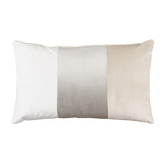 Cuscino arredo Fazzini Arcimboldi patchwork in velluto tinta unita a fasce. Colore naturale beige