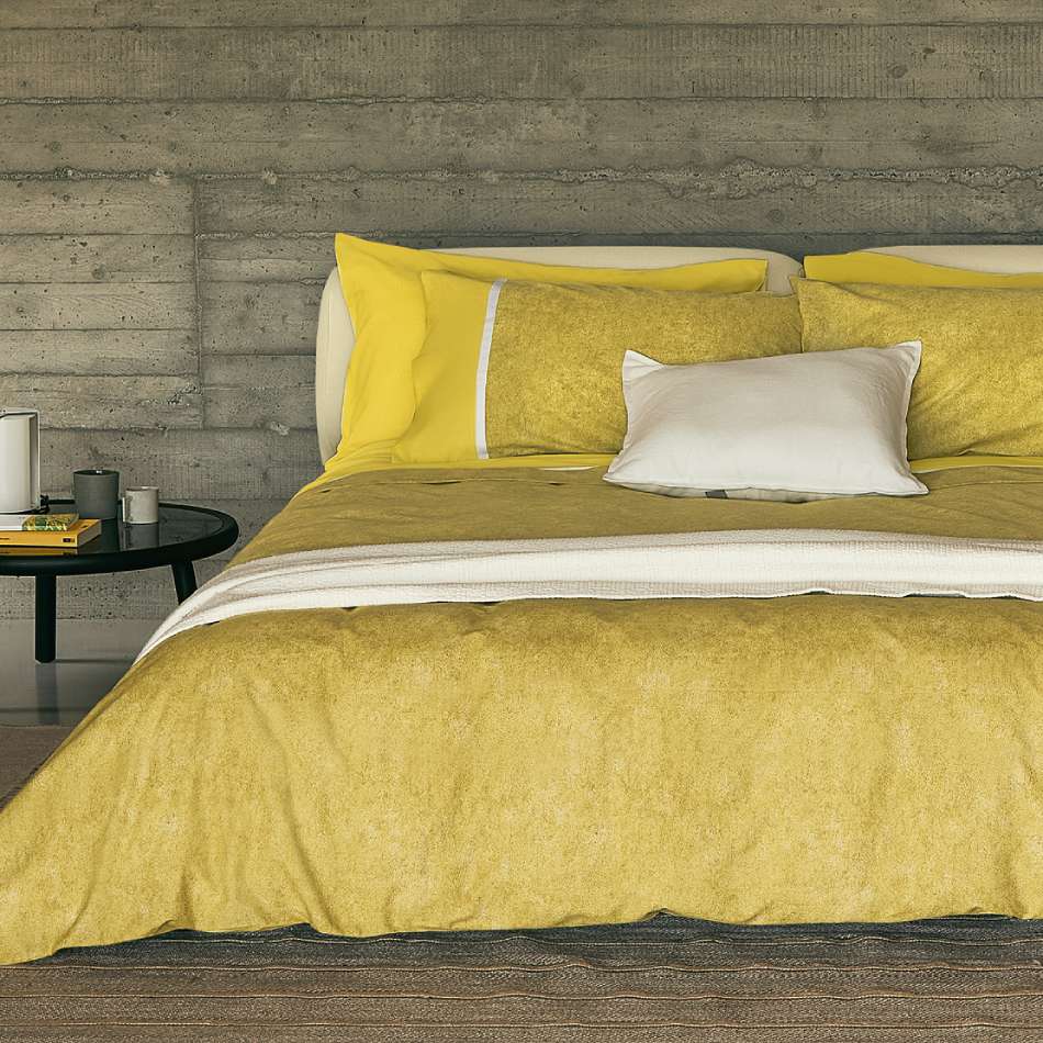Lenzuolo Copriletto matrimoniale Fazzini Galuchat, microfantasia moderna colore giallo