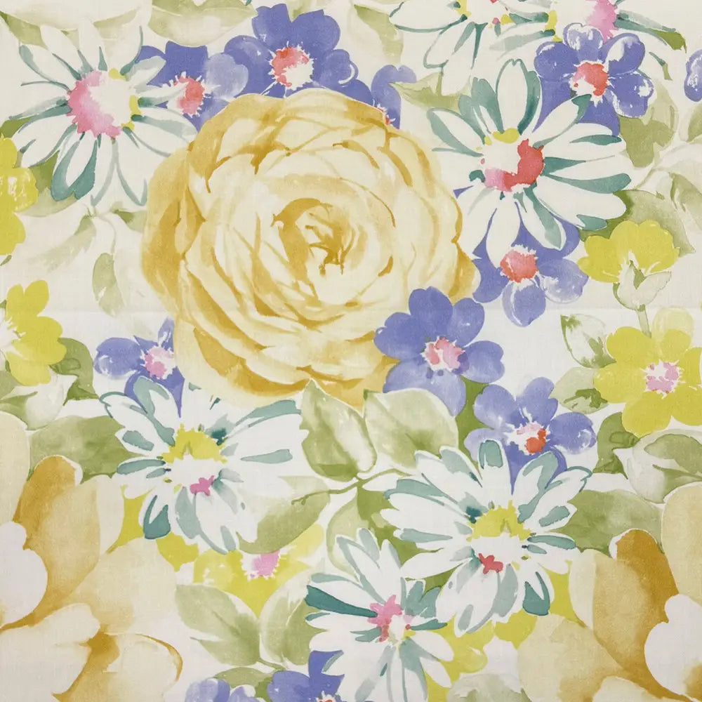 Lenzuolo copriletto Somma Noelia matrimoniale. Fantasia a fiori molto ricca e vivace, colore giallo e azzurro.