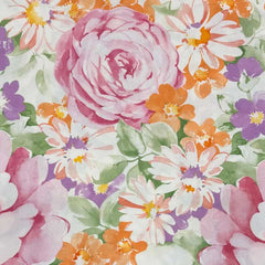 Lenzuolo copriletto Somma Noelia matrimoniale. Fantasia a fiori molto ricca e vivace. fiori di colore rosa e arancio