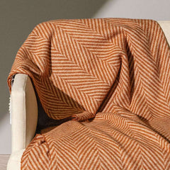 plaid caleffi chalet mattone coperta in cotone con frange fantasia chevron