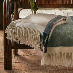 plaid cornici fazzini 100% lana con frange colore naturale beige tortora