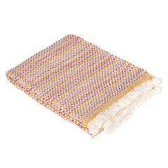 plaid telaio fazzini in cotone intrecciato, colore lavanda, zucca, sandalo