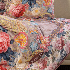 Scaldotto Caleffi Flora plaid in caldo cotone fantasia floreale rosa.