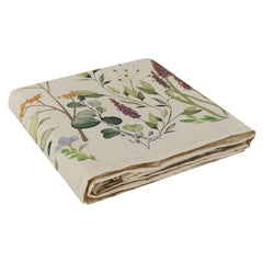 Tovaglia Gabel Eden in panama di puro cotone con stampa digitale. Fantasia con fiori dai toni delicati su fondo panna/beige. misura rettangolare per 6 (150x180 cm), per 8 (150x220 cm) e per 12 persone (150x270 cm).