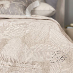trapunta invernale Blumarine Jennifer piumone raso jacquard fantasia foglie beige