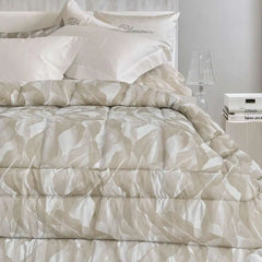 trapunta invernale Blumarine vera beige in raso jacquard fantasia foglie