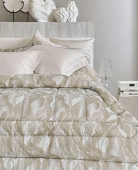 trapunta invernale Blumarine vera beige in raso jacquard fantasia foglie
