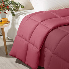 Trapunta invernale Caleffi Tinta Unita Double in microfibra. Piumone double face colore corallo boedeaux
