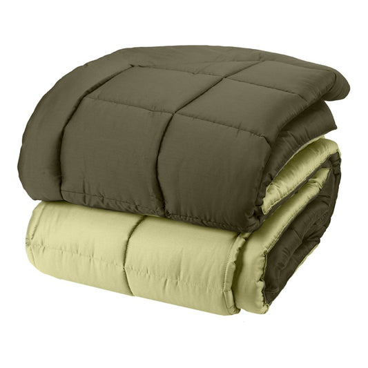 Trapunta invernale matrimoniale Fazzini Dialogo in percalle di puro cotone. Piumone tinta unita double face colore verde cactus