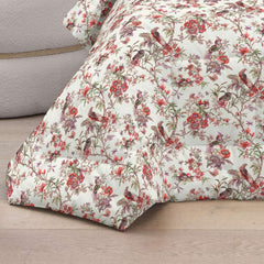 trapunta invernale fazzini birds garden fantasia fiori e uccelli colore rosso piumone matrimoniale