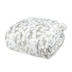 Trapunta Invernale matrimoniale Fazzini Lunaria in percalle di cotone. fantasia moderna con fiori chiari su fondo grigio