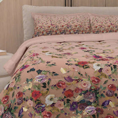 trapunta invernale fazzini nettare matrimoniale fantasia floreale rosa