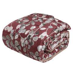 Trapunta invernale matrimoniale fazzini Sabi Sabi in percalle di cotone. Fantasia floreale, variante burgundy, bordeaux.