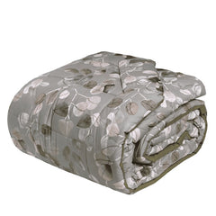 Trapunta invernale matrimoniale fazzini Sabi Sabi in percalle di cotone. Fantasia floreale, variante grigio-verde