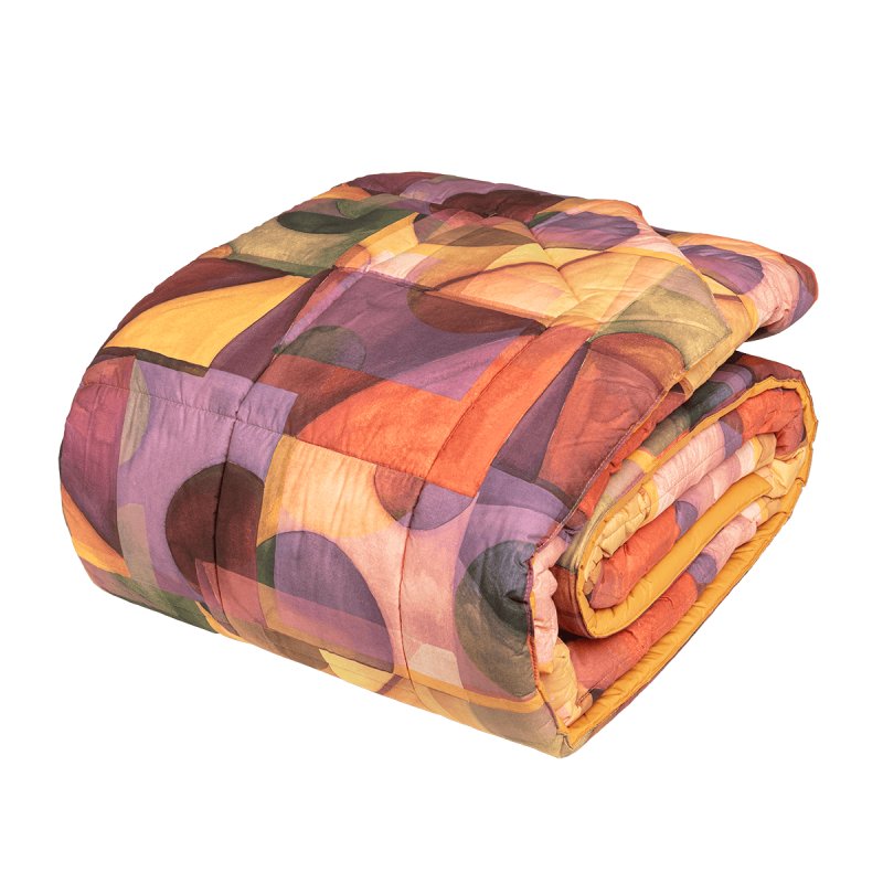 Trapunta invernale fazzini Paracas matrimoniale. Piumone fantasia geometrica colore zucca-malva