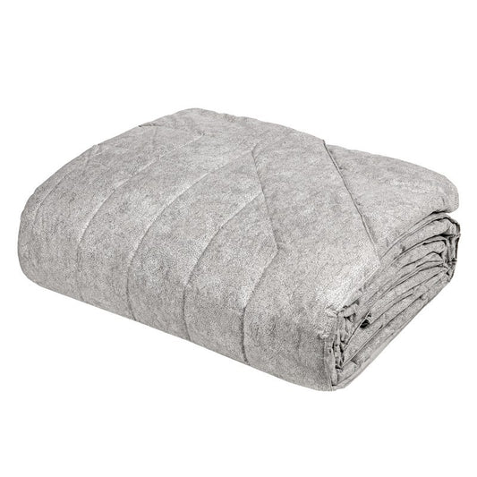 Trapuntino matrimoniale Fazzini Galuchat in percalle di puro cotone. Trapunta primaverile in fantasia simil tinta unita colore grigio. Quilt fazzini