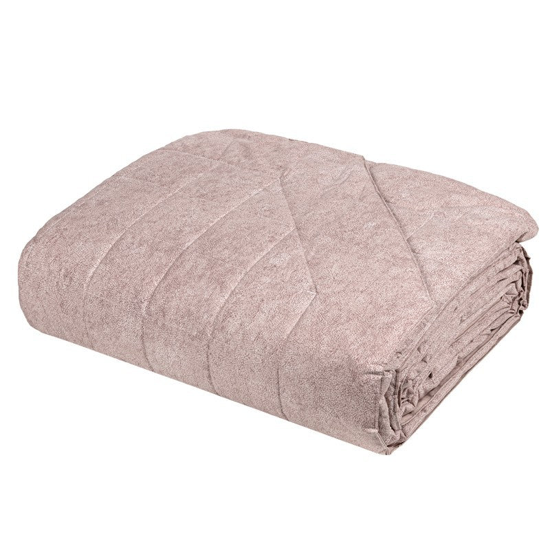 Trapuntino matrimoniale Fazzini Galuchat rosa boho in percalle di cotone. Trapunta primaverile in microfantasia, quasi tinta unita.