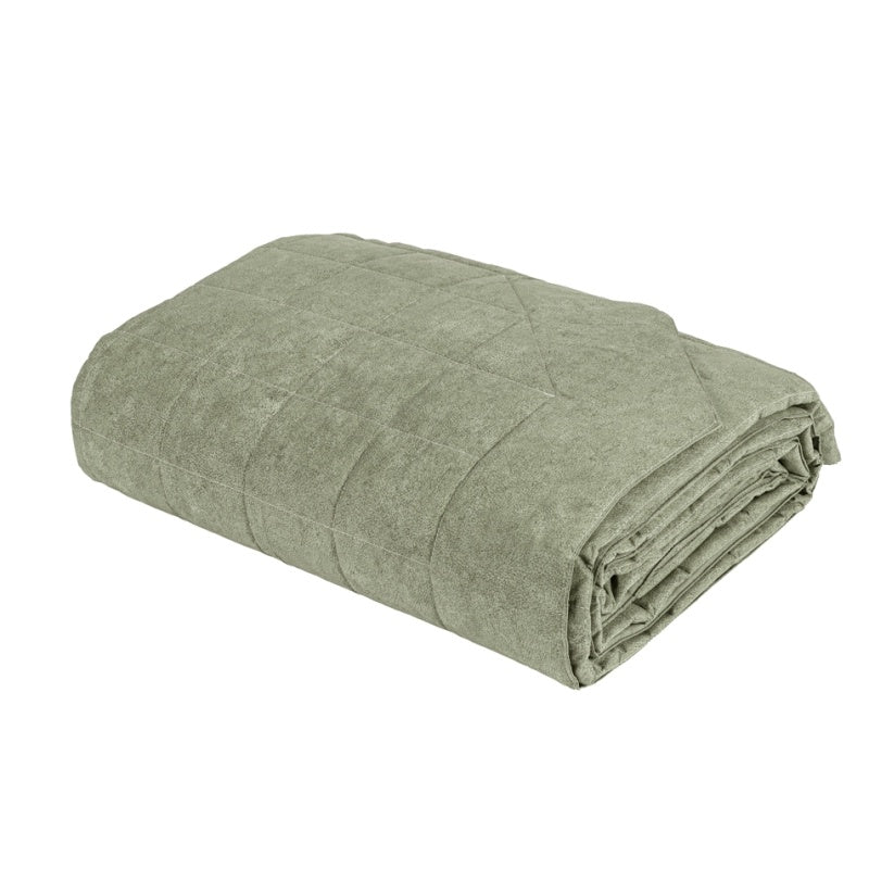 Trapuntino matrimoniale Fazzini Galuchat in percalle di puro cotone. Trapunta primaverile in fantasia simil tinta unita colore verde. Quilt fazzini