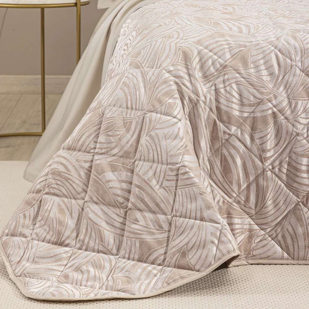 trapuntino Apollo Caleffi fantasia jacquard con forme curve colore naturale beige