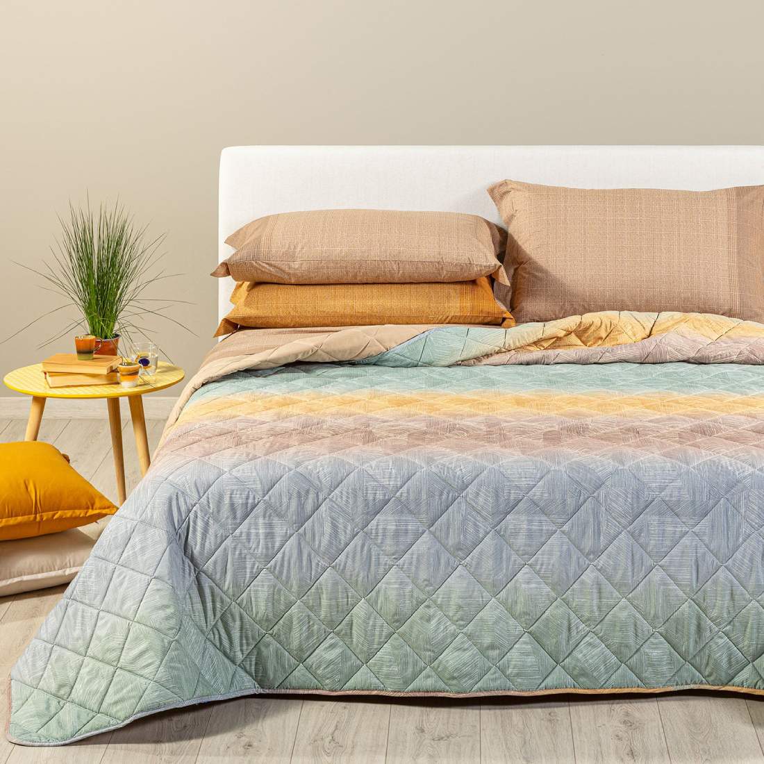 trapuntino caleffi atlantis fantasia geometrica effetto degradè ambra grigio